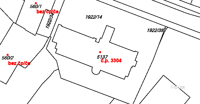 Havlíčkův Brod 3304 na parcele st. 5137 v KÚ Havlíčkův Brod, Katastrální mapa