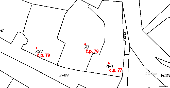 Lukov 78 na parcele st. 73 v KÚ Lukov nad Dyjí, Katastrální mapa