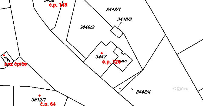 Žižkov 125, Kutná Hora na parcele st. 3447 v KÚ Kutná Hora, Katastrální mapa