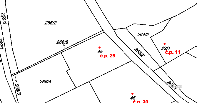 Babice 29, Řehenice na parcele st. 45 v KÚ Babice u Řehenic, Katastrální mapa