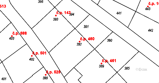 Šardice 460 na parcele st. 392 v KÚ Šardice, Katastrální mapa