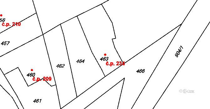 Janovice 234, Rýmařov na parcele st. 463 v KÚ Janušov, Katastrální mapa