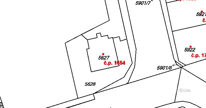 Kladno 1654 na parcele st. 5627 v KÚ Kladno, Katastrální mapa