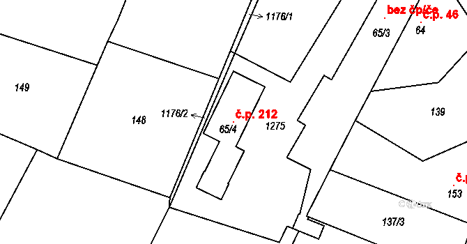Jíkev 212 na parcele st. 65/4 v KÚ Jíkev, Katastrální mapa