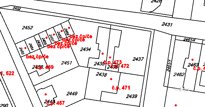 Mimoň I 473, Mimoň na parcele st. 2435 v KÚ Mimoň, Katastrální mapa