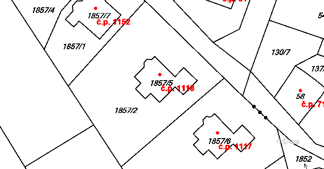 Lovosice 1118 na parcele st. 1857/5 v KÚ Lovosice, Katastrální mapa
