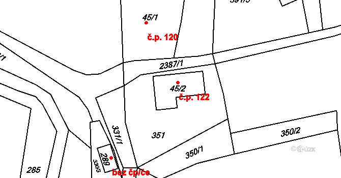 Kundratice 122, Košťálov na parcele st. 45/2 v KÚ Kundratice, Katastrální mapa