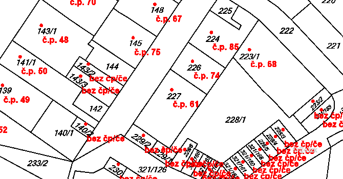 Prosetice 61, Teplice na parcele st. 227 v KÚ Prosetice, Katastrální mapa