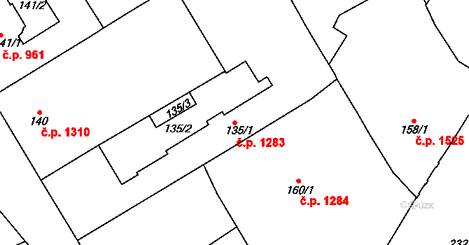 Nové Město 1283, Praha na parcele st. 135/1 v KÚ Nové Město, Katastrální mapa