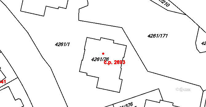Smíchov 2693, Praha na parcele st. 4261/76 v KÚ Smíchov, Katastrální mapa
