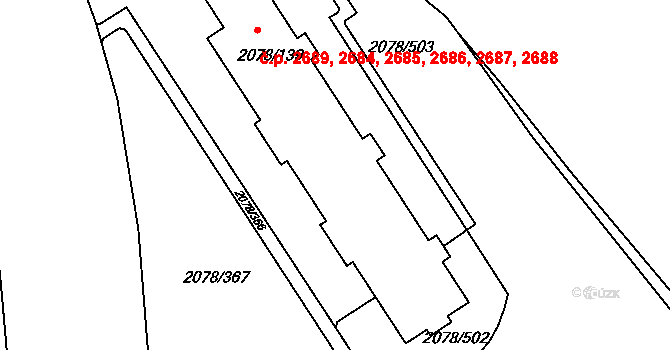 Záběhlice 2685, Praha na parcele st. 2078/139 v KÚ Záběhlice, Katastrální mapa