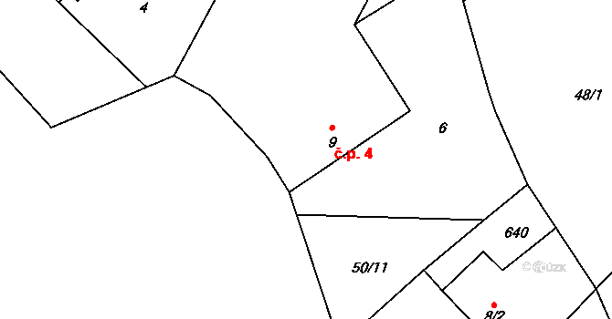 Černín 4, Zdice na parcele st. 9 v KÚ Černín u Zdic, Katastrální mapa
