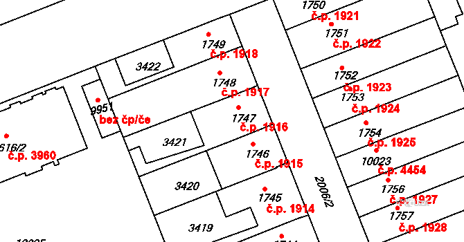 Hodonín 1916 na parcele st. 1747 v KÚ Hodonín, Katastrální mapa