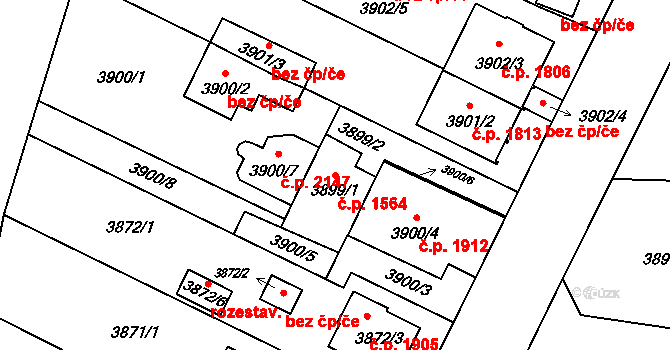 České Budějovice 7 1564, České Budějovice na parcele st. 3899/1 v KÚ České Budějovice 7, Katastrální mapa