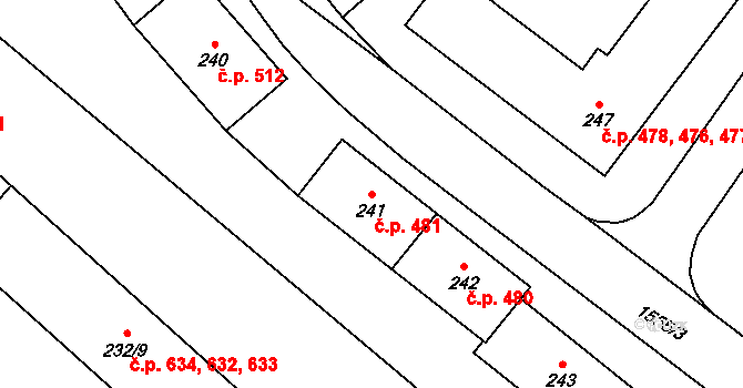 Zbýšov 481 na parcele st. 241 v KÚ Zbýšov u Oslavan, Katastrální mapa