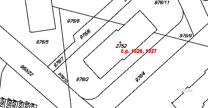 Ústí nad Orlicí 1326,1327 na parcele st. 2752 v KÚ Ústí nad Orlicí, Katastrální mapa