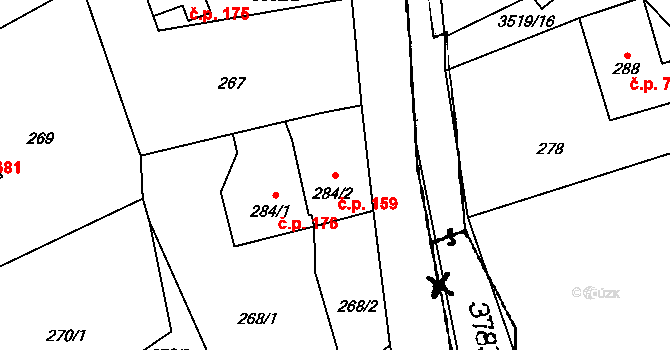 Cvikov II 159, Cvikov na parcele st. 284/2 v KÚ Cvikov, Katastrální mapa