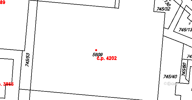 Jablonec nad Nisou 4202 na parcele st. 5609 v KÚ Jablonec nad Nisou, Katastrální mapa