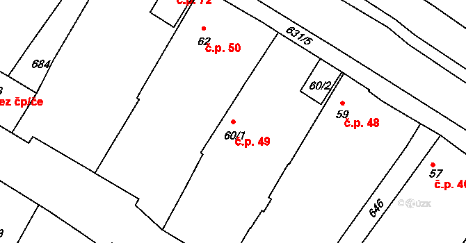 Hnojnice 49, Libčeves na parcele st. 60/1 v KÚ Hnojnice, Katastrální mapa
