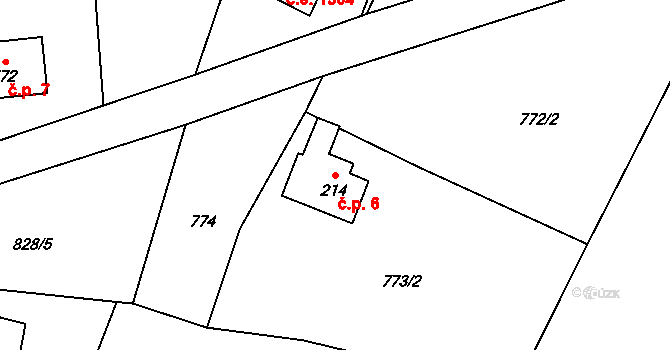 Hrabětice 6, Janov nad Nisou na parcele st. 214 v KÚ Janov nad Nisou, Katastrální mapa