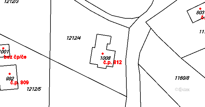 Bublava 812 na parcele st. 1008 v KÚ Bublava, Katastrální mapa