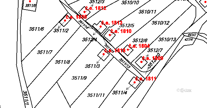 Kadaň 1818 na parcele st. 3511/3 v KÚ Kadaň, Katastrální mapa