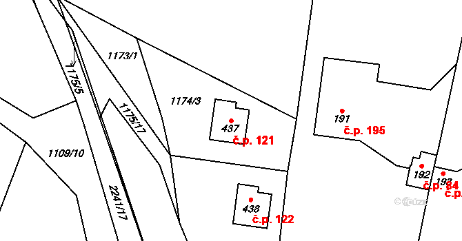 Pecerady 121, Týnec nad Sázavou na parcele st. 437 v KÚ Pecerady, Katastrální mapa