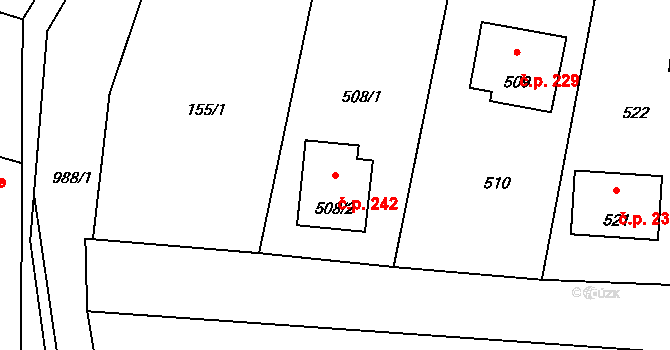 Netvořice 242 na parcele st. 508/2 v KÚ Netvořice, Katastrální mapa