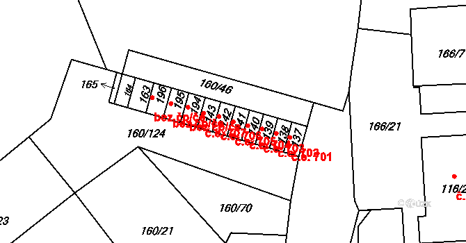 Blšany u Loun 705 na parcele st. 141 v KÚ Blšany u Loun, Katastrální mapa