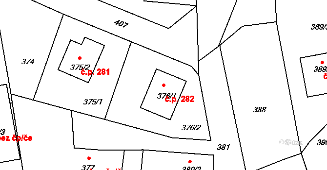 Neveklov 282 na parcele st. 376/1 v KÚ Neveklov, Katastrální mapa