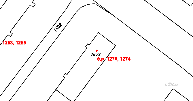 Poruba 1274,1275, Ostrava na parcele st. 1573 v KÚ Poruba-sever, Katastrální mapa