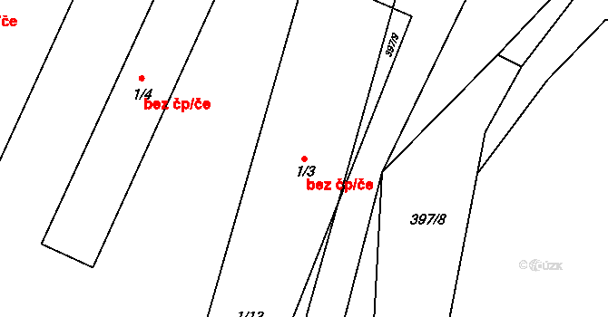 Běrunice 40068153 na parcele st. 1/3 v KÚ Velké Výkleky, Katastrální mapa