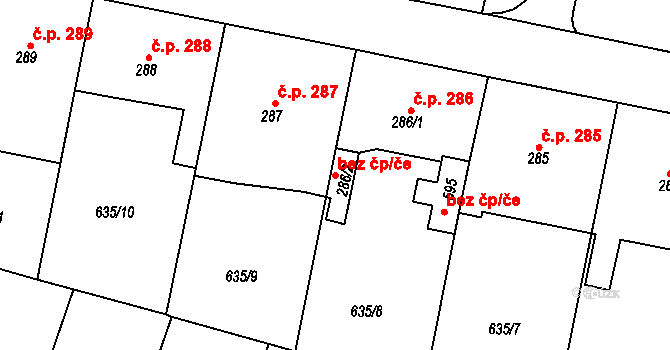 Předměřice nad Labem 40288153 na parcele st. 286/2 v KÚ Předměřice nad Labem, Katastrální mapa