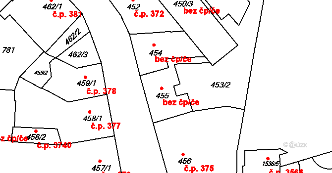 Znojmo 40983153 na parcele st. 455 v KÚ Znojmo-město, Katastrální mapa