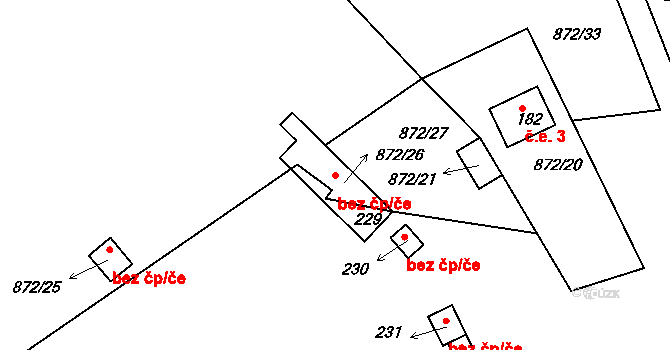 Bechyně 41984153 na parcele st. 229 v KÚ Hvožďany u Bechyně, Katastrální mapa