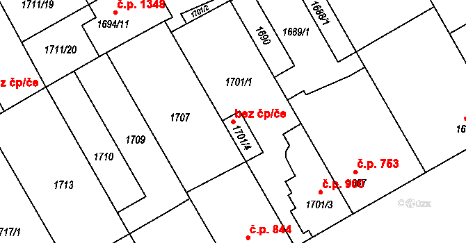 Rohatec 42736153 na parcele st. 1701/4 v KÚ Rohatec, Katastrální mapa