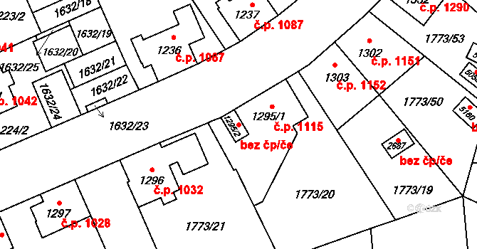 Šumperk 44958153 na parcele st. 1295/2 v KÚ Šumperk, Katastrální mapa