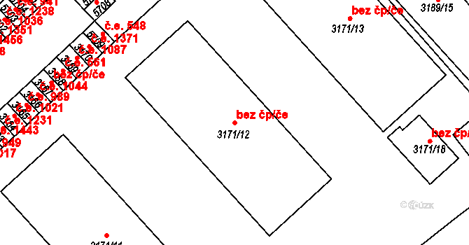 Chomutov 45033153 na parcele st. 3171/12 v KÚ Chomutov I, Katastrální mapa
