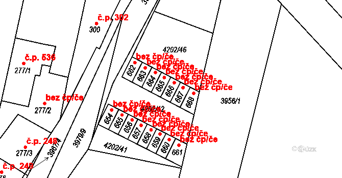Lenešice 46248153 na parcele st. 666 v KÚ Lenešice, Katastrální mapa