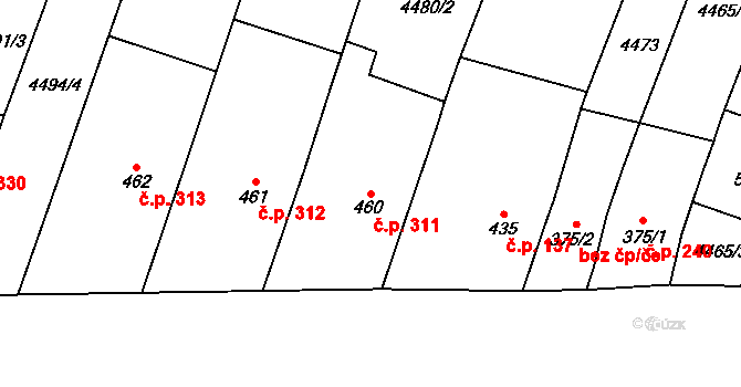 Popovice 311 na parcele st. 460 v KÚ Popovice u Uherského Hradiště, Katastrální mapa