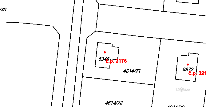 Žatec 3176 na parcele st. 6348 v KÚ Žatec, Katastrální mapa