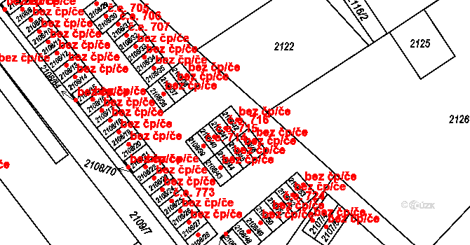 Teplice 54348153 na parcele st. 2108/42 v KÚ Teplice-Trnovany, Katastrální mapa