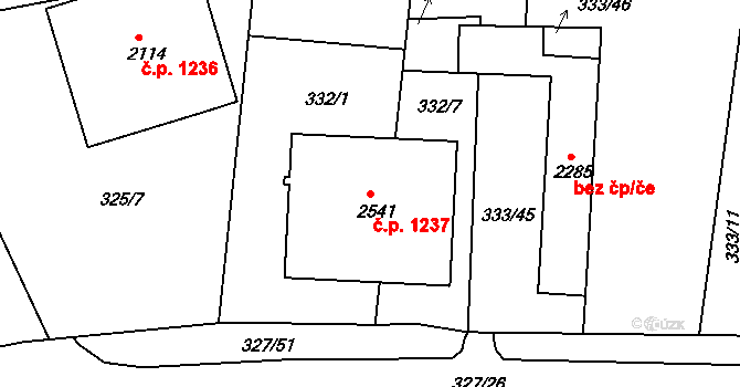 Milevsko 1237 na parcele st. 2541 v KÚ Milevsko, Katastrální mapa