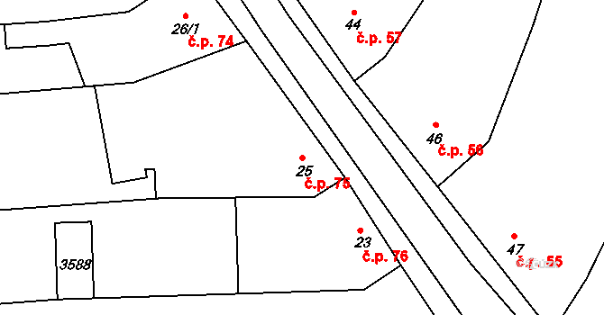 Doubravice nad Svitavou 75 na parcele st. 25 v KÚ Doubravice nad Svitavou, Katastrální mapa