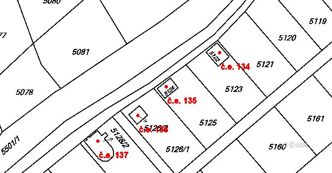 Zábřeh 135 na parcele st. 5124 v KÚ Zábřeh na Moravě, Katastrální mapa