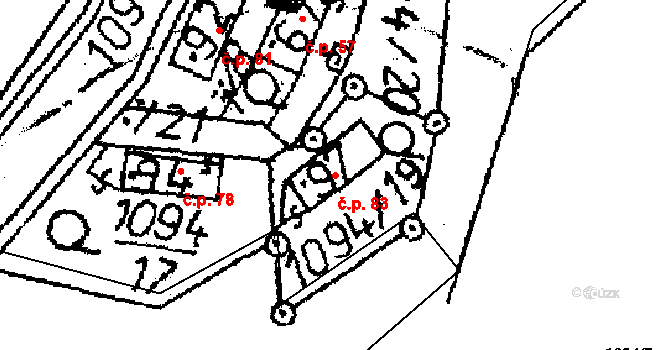 Křelovice 83 na parcele st. 97 v KÚ Křelovice u Pelhřimova, Katastrální mapa