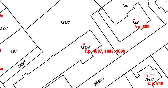 Rychnov nad Kněžnou 1087,1088,1089 na parcele st. 131/4 v KÚ Rychnov nad Kněžnou, Katastrální mapa
