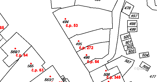 Šitbořice 272 na parcele st. 495 v KÚ Šitbořice, Katastrální mapa
