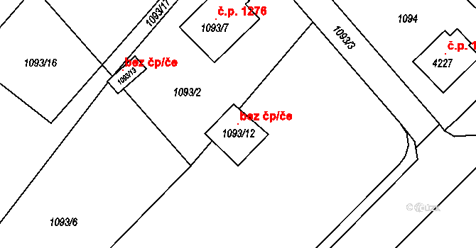 Žamberk 104848154 na parcele st. 1093/12 v KÚ Žamberk, Katastrální mapa
