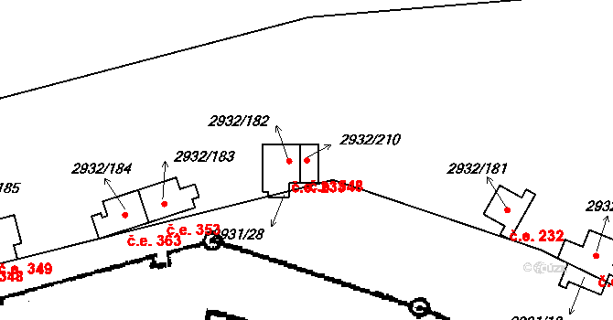 Lančov 548 na parcele st. 2932/210 v KÚ Lančov, Katastrální mapa